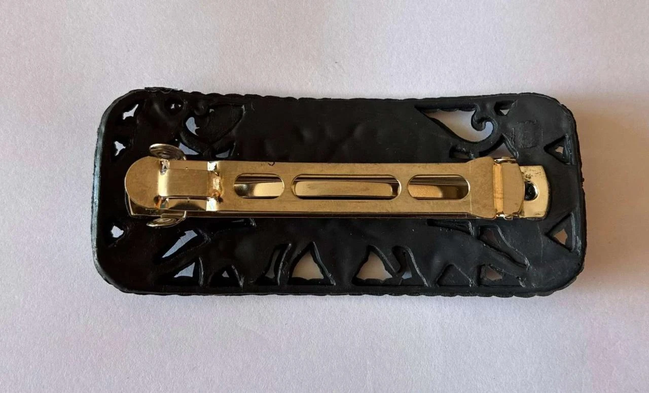 Presilha de cabelo cinza com filigrana, estilo vintage gótico, 9 cm – photo 2